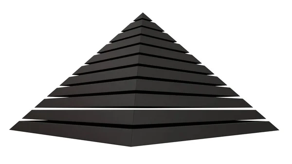 Pirâmide Preta Isolada Branco Renderização — Fotografia de Stock
