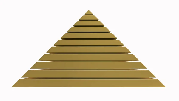 Pirâmide Dourada Isolada Sobre Branco Renderização — Fotografia de Stock