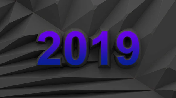 Šťastný Nový Rok 2019 Mnohoúhelník Pozadí Kontrastem Obrysy Vykreslování — Stock fotografie