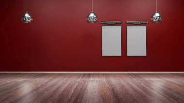 boş resim çerçevesi 3d render ile iç