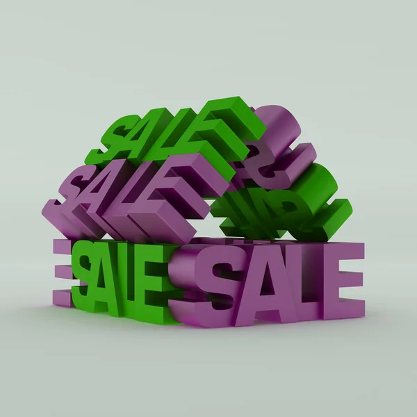 Verde rosa venda sinal 3d renderização — Fotografia de Stock