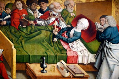 Belvedere Müzesi. Grossgmain 'in ve atölyenin efendisi. Pretschaipfer üç parçalı. Bakire 'nin ölümü. 15. yüzyıl. Viyana. Avusturya.