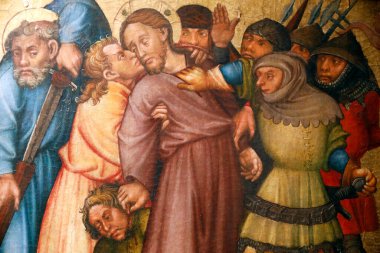 Belvedere Müzesi. Freidrich Sunak ve Atölye Ustası. Znaim Sunağı. İsa 'nın tutuklanması. 15. yüzyıl. Viyana. Avusturya.