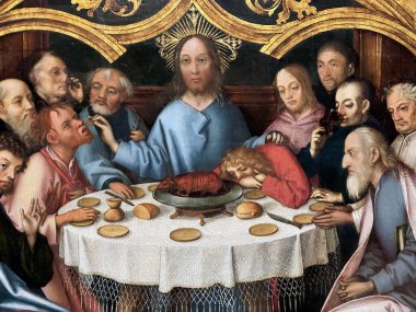 Sanat Tarihi Müzesi, Kunsthistorisches Müzesi Hans Holbein the Elder. Dominik sunağının Predella 'sı. Son akşam yemeği. 1501 numara. Viyana. Avusturya.