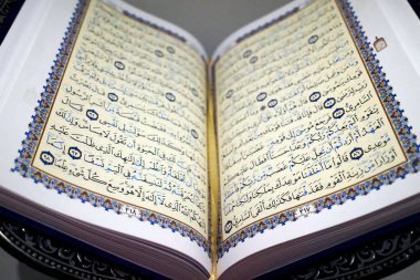 Regensburg Tarih Müzesi. İslam. Dini metinler. Kuran, 114 başyapıtta 6000 'den fazla ayet içeriyor, buna Surahs deniyor. Regensburg 'de. Almanya.