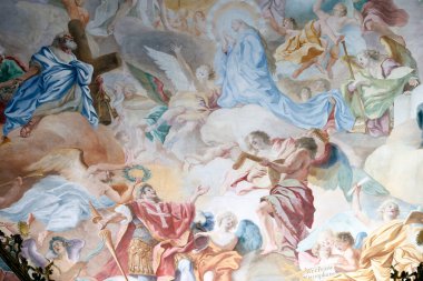 Weltenburg Manastırı. Benedictine Manastırı. Hücre freski. Weltenburg. Almanya.