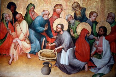 Alman Müzesi. İsa Havarilerin Ayaklarını Yıkıyor. Mainz, 15. yüzyıl. Nuremberg. Almanya.