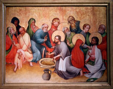 Alman Müzesi. İsa Havarilerin Ayaklarını Yıkıyor. Mainz, 15. yüzyıl. Nuremberg. Almanya.