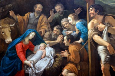 Güzel Sanatlar Müzesi. Philippe de Campaigne 'den çobanların hayranlığı. 1630. Tuval üzerine yağ. Lyon. Fransa.