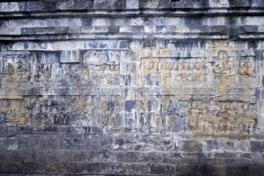 Borobudur, 9. yüzyıl Mahayana Budist Tapınağı. UNESCO Dünya Mirası. Buda 'nın yaşamını kurtarmak için yardım. Java. Endonezya.