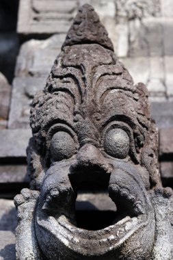 Borobudur, 9. yüzyıl Mahayana Budist Tapınağı. UNESCO Dünya Mirası. Aslan heykeli. Java. Endonezya.