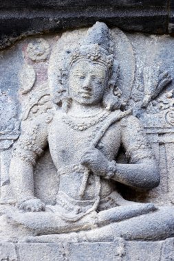 Prambanan 9. yüzyıl Hindu tapınağı. Hindu destanı Ramayana ve Bhagavata Purana 'nın hikayesini anlatan baas-reef' ler. Java. Endonezya.