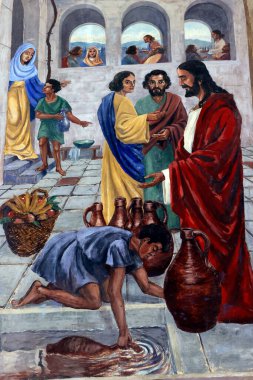 Meryem Ana 'nın Doğumu Kilisesi. Cana 'daki evlilikte suyun şaraba dönüştürülmesi Surabaya' ya atfedilen ilk mucizedir. Endonezya.