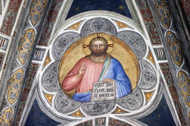 Padua 'lı Aziz Anthony Bazilikası. Giusto de Menabuoi 1382 'nin Kutsal Luca Belludi Şapeli. Yüce Tanrım, Pentokrator. Padua. İtalya.