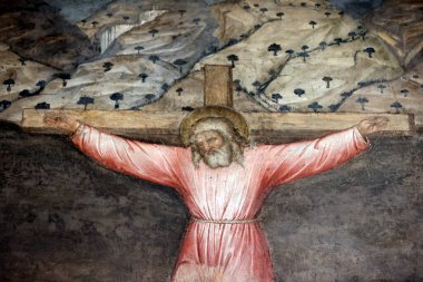 Padua 'lı Aziz Anthony Bazilikası. Giusto de 'Menabuoi 1382' nin Kutsal Luca Belludi Şapeli. Çarmıha gerilme. Padua. İtalya.