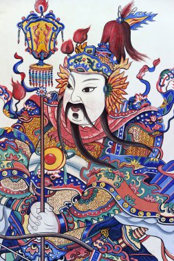 Çin Thean Hou Tapınağı Tanrıça Mazu ve Guan Yin 'e adanmıştır. Geleneksel Çinli kapı bekçisi. Kuala Lumpur. Malezya.