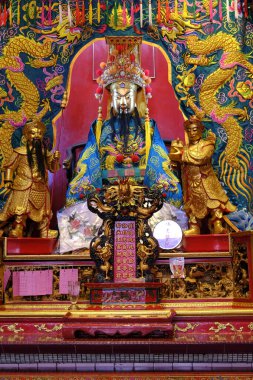 Çin Mahallesi 'ndeki Guan Di Çin Taocu Tapınağı. Savaş Tanrısı Guan Di. Kuala Lumpur. Malezya.