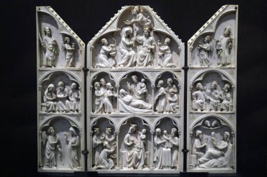 Calouste Gulbenkian Müzesi. Hayat ve Bakire 'nin Ölümü' nden sahneler. Fildişi. Paris, 1280 1300.