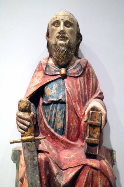 Ulusal Antik Sanat Müzesi. Aziz Paul. 14. yüzyıl. Portekiz atölyesi. Polikrom kireç taşı.