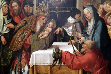 Ulusal Antik Sanat Müzesi. İsa 'nın tapınakta sunumu. Ayrıntılar. Gregorio Lopes. 16. yüzyıl. Meşe üzerine yağ paneli.