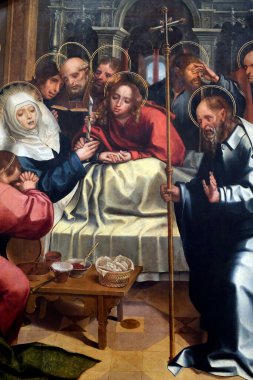 Ulusal Antik Sanat Müzesi. Gregorio Lopes. Bakire 'nin yurdu. Ayrıntılar. 16. yüzyıl. Meşe kaplamalı yağ. Paraiso sunağı.