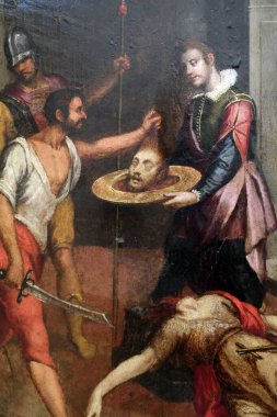 Ulusal Antik Sanat Müzesi. Vaftizci Aziz John 'un başı kesilecek. Simao Rodrigues. 17. yüzyıl. Paneldeki yağ.