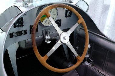 Audi Otomobil Müzesi. Audi arabalarının tarihi koleksiyonu. Ingolstadt 'ta. Almanya.