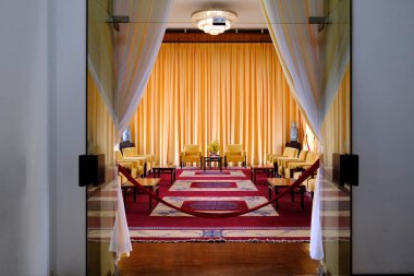 Birleşme ya da Bağımsızlık Sarayı. Güney Vietnam Hükümeti 'nin hükümet binasıydı. Resepsiyon salonu. Ho Chi Minh Şehri. Vietnam.