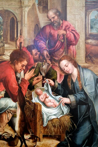 Ulusal Antik Sanat Müzesi. Çobanların hayranlığı. Santos o Novo 'nun sunağı. Gregorio Lopes. 16. yüzyıl. Meşe üzerine yağ paneli..