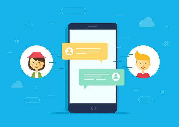 Chatt meddelanden anmälan på smartphone — Stock vektor