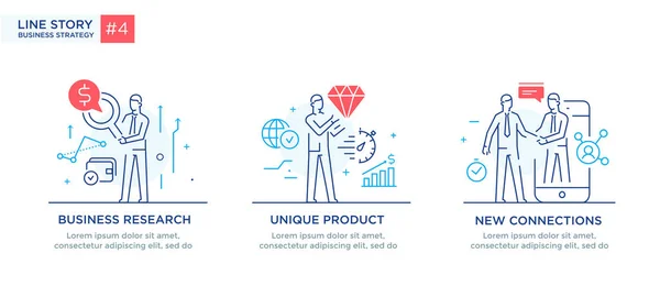 Uppsättning illustrationer koncept med affärsmän. Arbetsflöde, tillväxt, grafik. Affärsutveckling, milstolpar. linjär illustration ikoner infographics. Landning sida webbplats utskrift affisch — Stock vektor