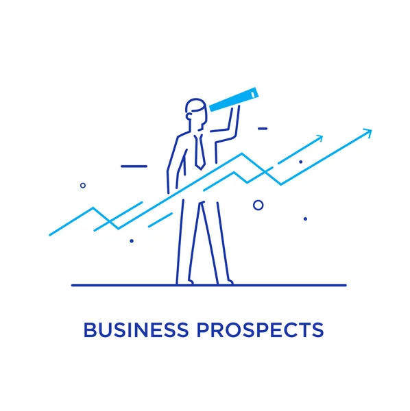 L'homme d'affaires court vers le succès. graphiques de croissance. Illustration d'icône de ligne. Succès, taux — Image vectorielle