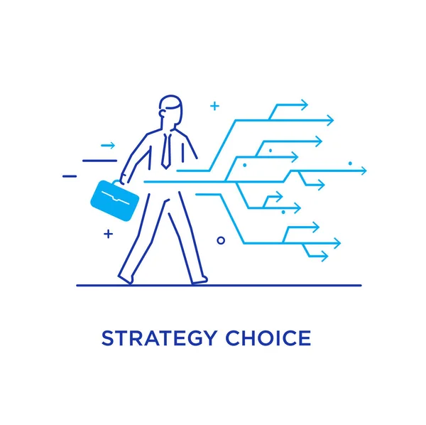 Unternehmer wählt den richtigen Weg. Erfolg, Karriere. Zeilensymbol-Illustration — Stockvektor