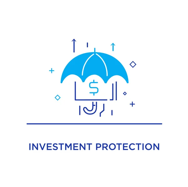 Guarda-chuva abriga dinheiro acumulado. gráficos de crescimento Sucesso, taxas de crescimento. Ilustração de ícone de linha — Vetor de Stock