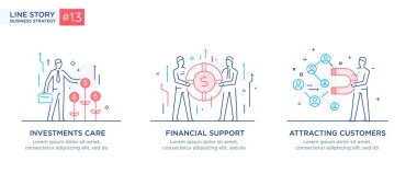 İş konsepti ile illüstrasyon seti. Çalışma akışı, büyüme, grafikler. İş geliştirme, kilometre taşları, başlangıç. doğrusal illüstrasyon Simgesi bilgi grafikleri. İniş sayfası baskı posteri. Çizgi