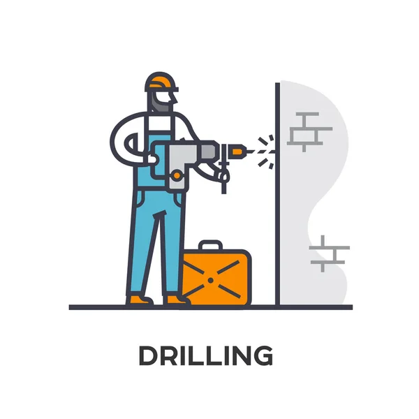 Pracovní vrtáky do zdi. — Stockový vektor