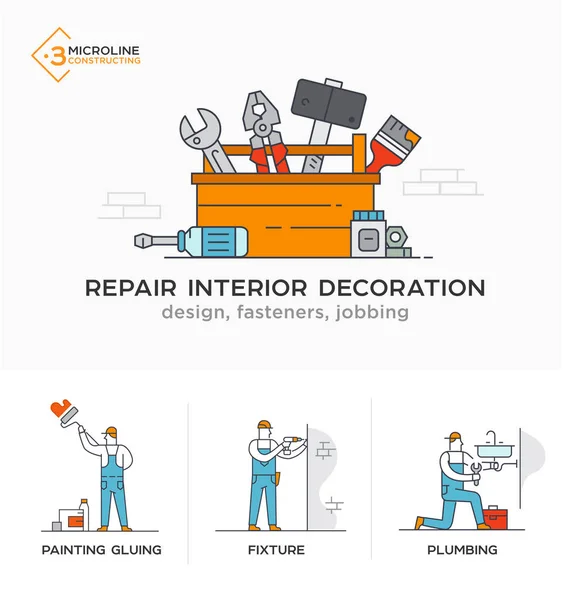 Builders, a new project, engineer, estimates. Stages — Stock Vector