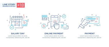 İş konsepti ile illüstrasyon seti. Çalışma akışı, büyüme, grafikler. İş geliştirme, kilometre taşları, başlangıç. doğrusal illüstrasyon Simgesi bilgi grafikleri. İniş sayfası baskı posteri. Çizgi