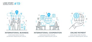 İş konsepti ile illüstrasyon seti. Çalışma akışı, büyüme, grafikler. İş geliştirme, kilometre taşları, başlangıç. doğrusal illüstrasyon Simgesi bilgi grafikleri. İniş sayfası baskı posteri. Çizgi