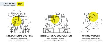 İş konsepti ile illüstrasyon seti. Çalışma akışı, büyüme, grafikler. İş geliştirme, kilometre taşları, başlangıç. doğrusal illüstrasyon Simgesi bilgi grafikleri. İniş sayfası baskı posteri. Çizgi