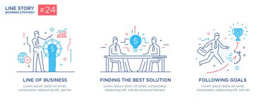 İş konsepti ile illüstrasyon seti. Çalışma akışı, büyüme, grafikler. İş geliştirme, kilometre taşları, başlangıç. doğrusal illüstrasyon Simgesi bilgi grafikleri. İniş sayfası baskı posteri. Çizgi