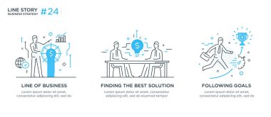 İş konsepti ile illüstrasyon seti. Çalışma akışı, büyüme, grafikler. İş geliştirme, kilometre taşları, başlangıç. doğrusal illüstrasyon Simgesi bilgi grafikleri. İniş sayfası baskı posteri. Çizgi