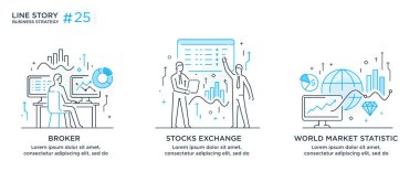 İş konsepti ile illüstrasyon seti. Çalışma akışı, büyüme, grafikler. İş geliştirme, kilometre taşları, başlangıç. doğrusal illüstrasyon Simgesi bilgi grafikleri. İniş sayfası baskı posteri. Çizgi