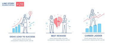 İllüstrasyonlar kavramı işadamları ile kümesi. İş akışı, büyüme, grafik. İş geliştirme, kilometre taşları. Doğrusal illüstrasyon simgeler infographics. Açılış sayfası sitesi baskı poster