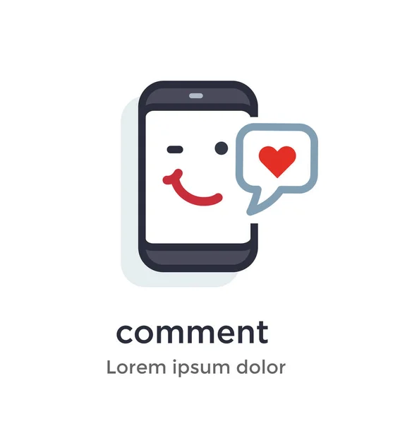 Emotion phone content, private, comment, like, love, heart illusion . — стоковый вектор