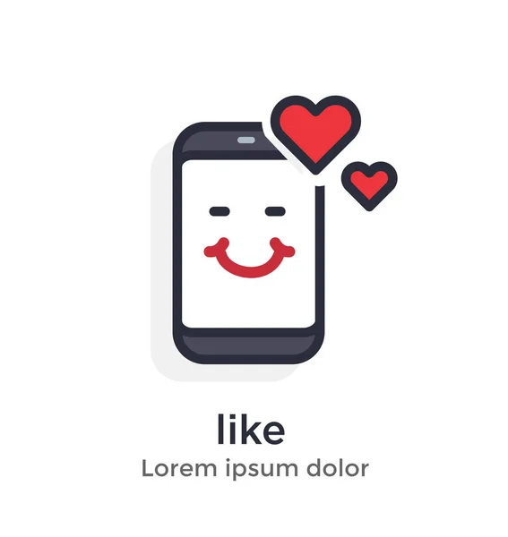 Emotion phone content, private, comment, like, love, heart illusion . — стоковый вектор