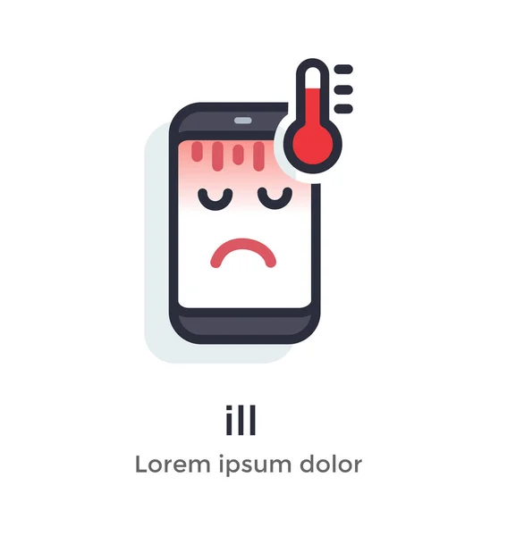 Emotion phone disease, thermometer, problems, glitches, virus, firmware, os illustration . — стоковый вектор
