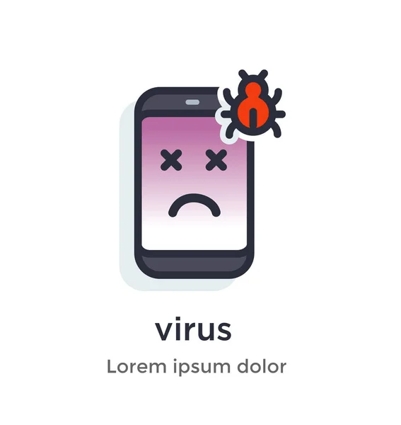 Emotion phone disease, thermometer, problems, glitches, virus, firmware, os illustration . — стоковый вектор