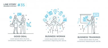 İllüstrasyonlar kavramı işadamları ile kümesi. İş akışı, büyüme, grafik. İş geliştirme, kilometre taşları. Doğrusal illüstrasyon simgeler infographics. Açılış sayfası sitesi baskı poster