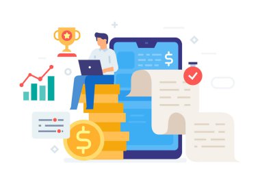 fonlar simgesi, illüstrasyon serbest kazanç çekilmesi. Kullanıcı arayüzü, sosyal medya. Düz illüstrasyon Simgeler infographics. Açılış sayfası site baskı posteri.